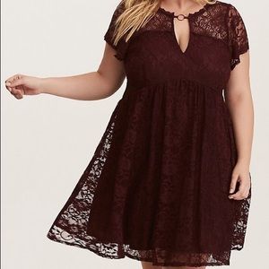 Torrid Merlot Lace O-Ring Dress
